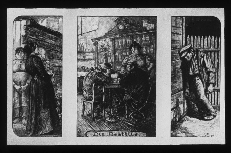 Die Destille (Nach einer Radierung von Zille.)